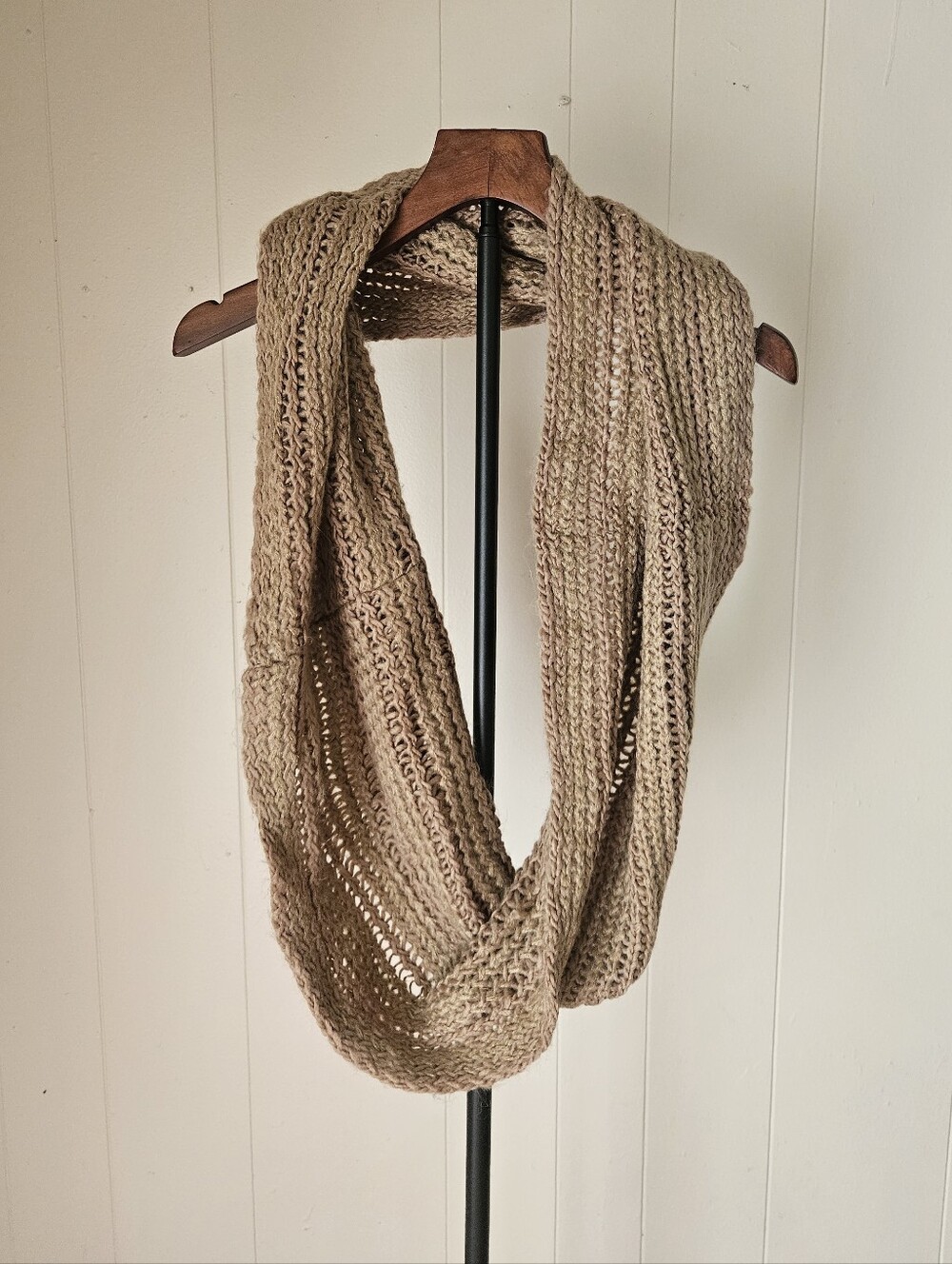 Neutral Knit Infinity Scarf - Beige